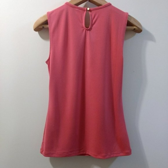 Ann Taylor Sleeveless Caree Blouse Pink Keyhole Neckline Size Small - Picture 3 of 8